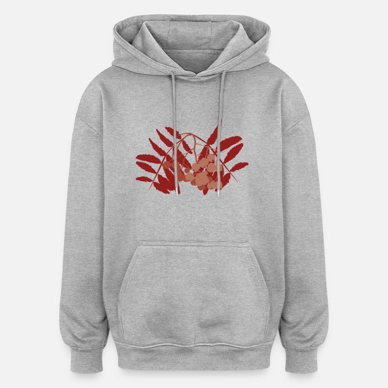 Abstrakte Vogelbeere - Oversized Unisex Hoodie - Grau meliert
