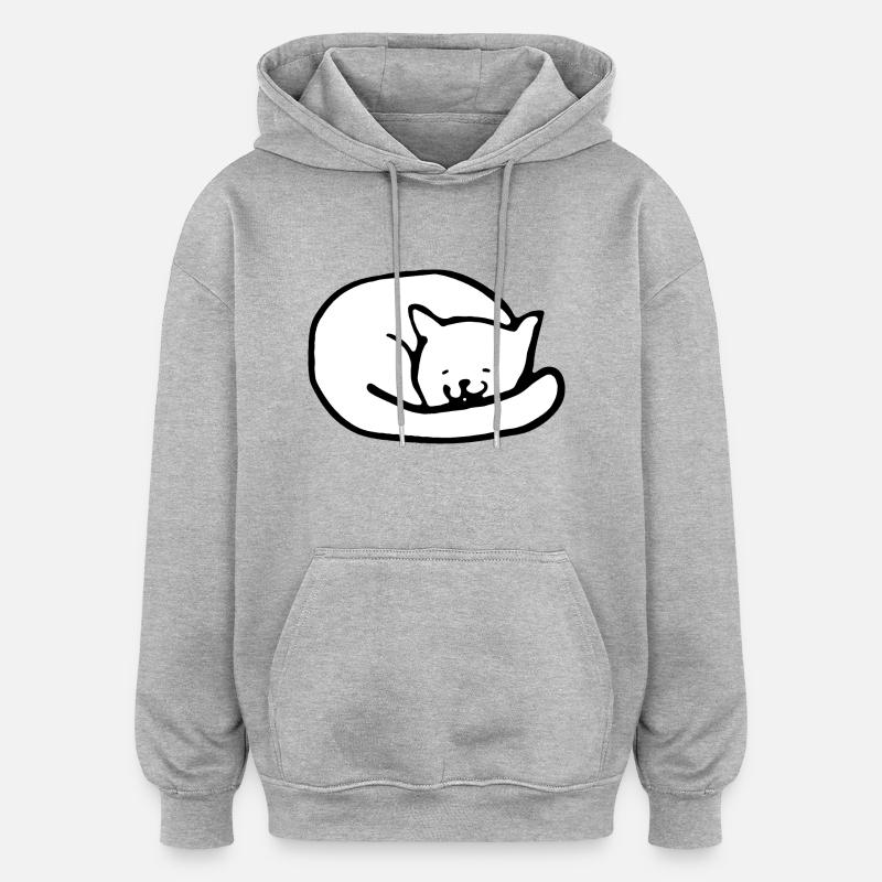 Chat mignon - Sweat à capuche oversize unisexe - gris chiné