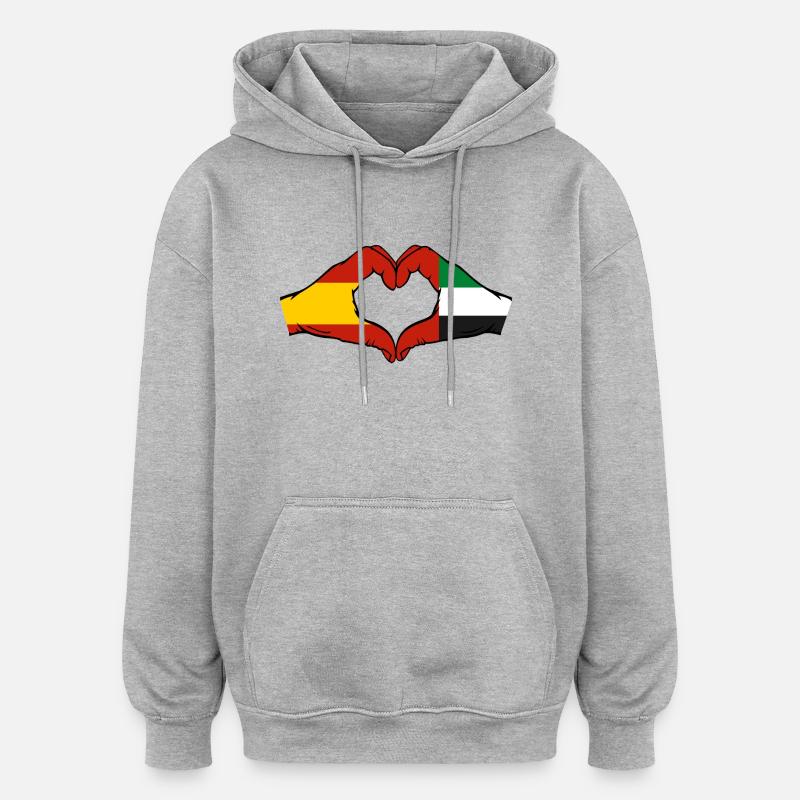 Espagne Émirats arabes unis Drapeau - Sweat à capuche oversize unisexe - gris chiné