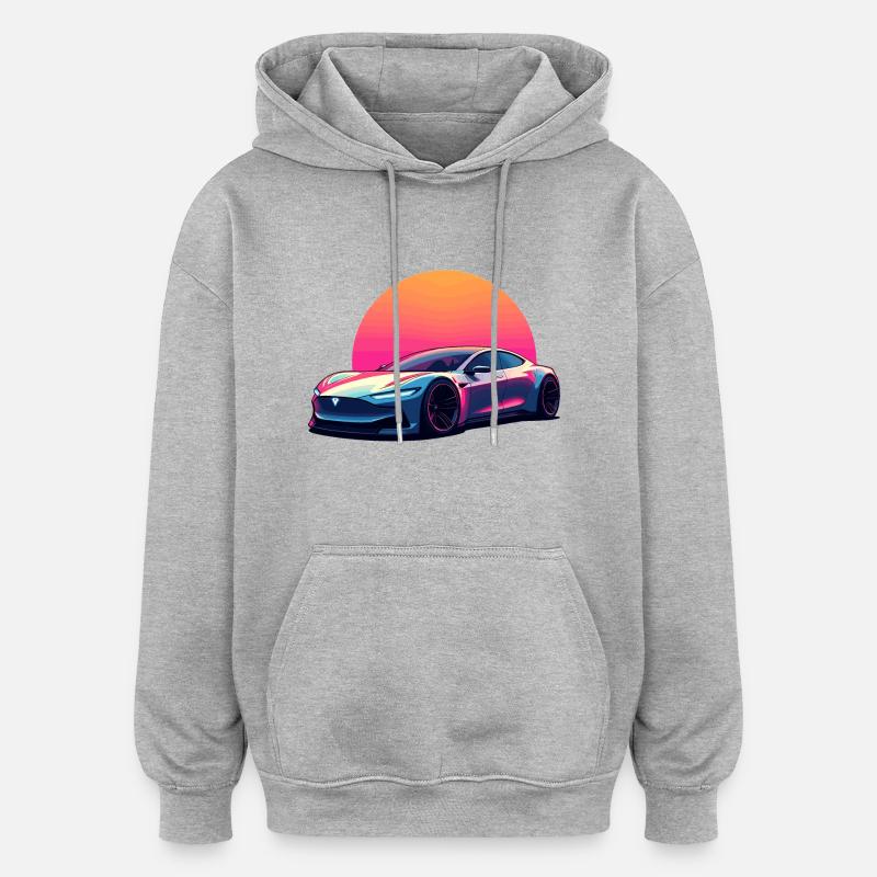 Onde électrique - Sweat à capuche oversize unisexe - gris chiné
