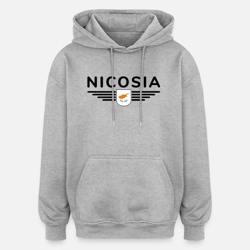 Nicosia Design – Capitale de Chypre - Sweat à capuche oversize unisexe - gris chiné