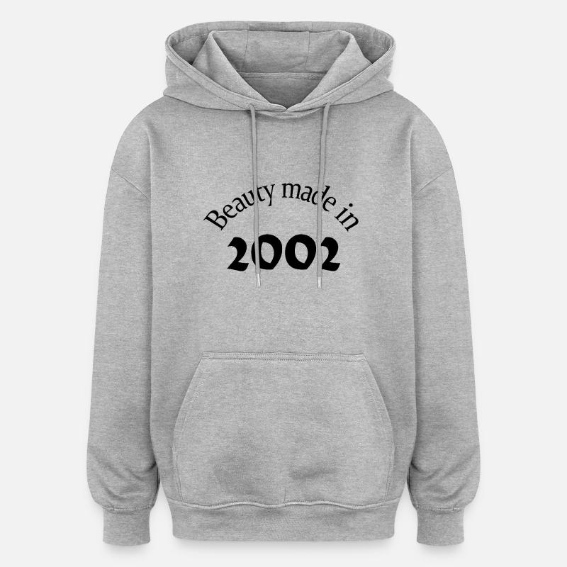 Beauté Made In 2002 - Sweat à capuche oversize unisexe - gris chiné