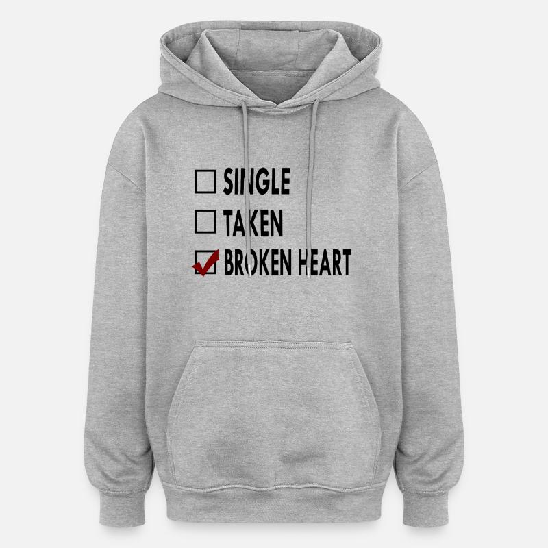 SINGLE noir blanc BROKEN - Sweat à capuche oversize unisexe - gris chiné