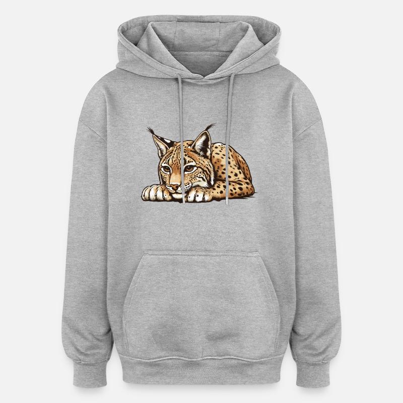 Lynx - Sweat à capuche oversize unisexe - gris chiné