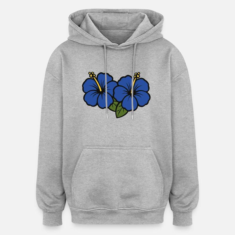 Fleurs d’hibiscus 2 - Sweat à capuche oversize unisexe - gris chiné