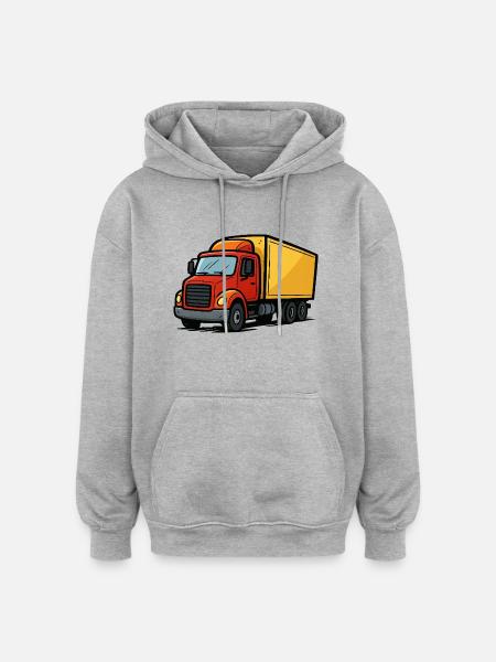 lastwagen comic - Oversized Unisex Hoodie - Grau meliert