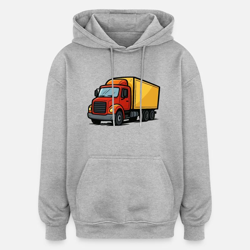 Bande dessinée de camion - Sweat à capuche oversize unisexe - gris chiné
