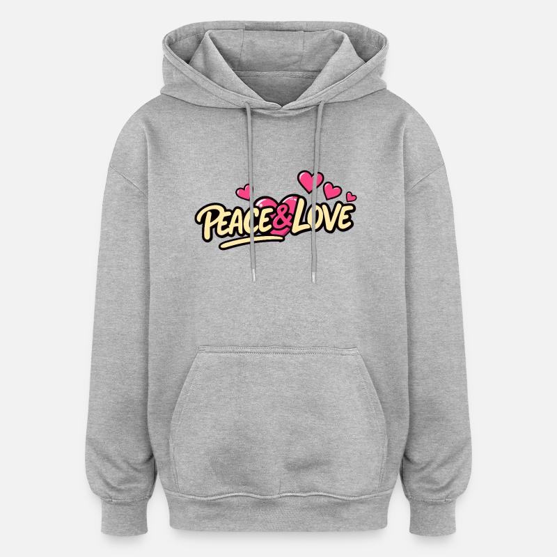 Paix et amour - Sweat à capuche oversize unisexe - gris chiné