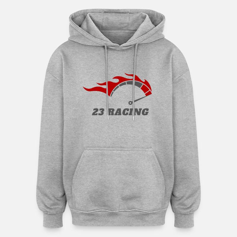 Red Black Modern Racing Logo Design - Oversized Unisex Hoodie - Grau meliert