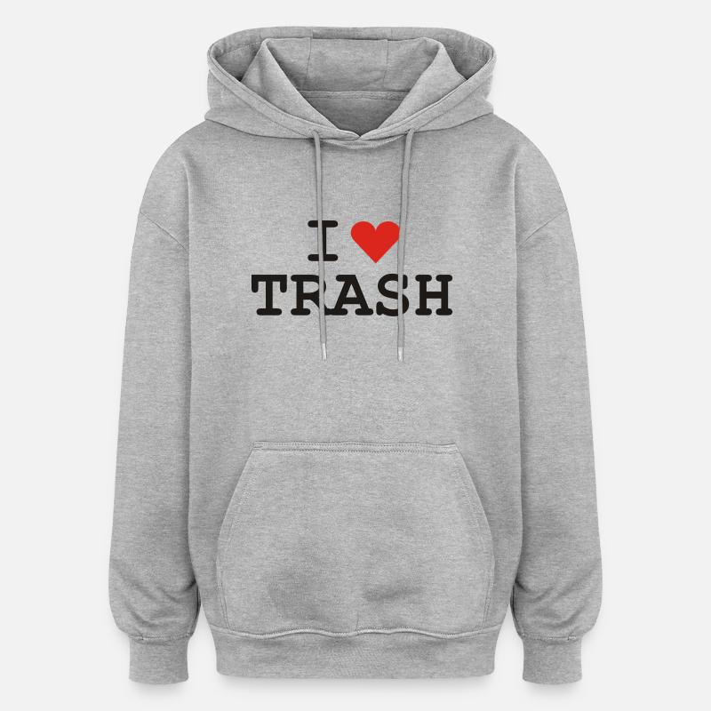 love_trash - Sweat à capuche oversize unisexe - gris chiné