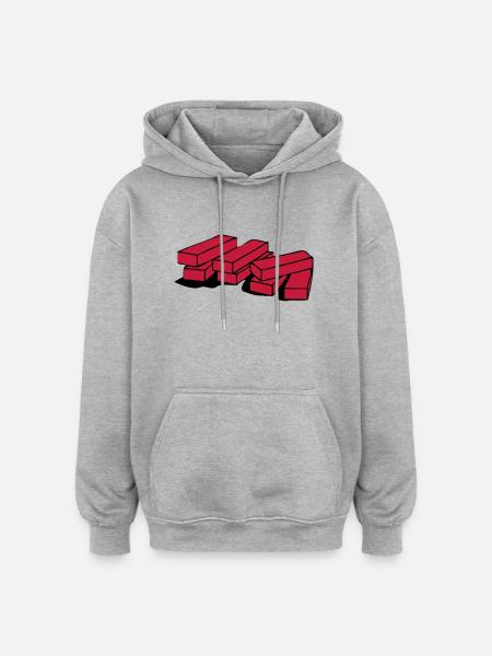 Mauer - Oversized Unisex Hoodie - Grau meliert