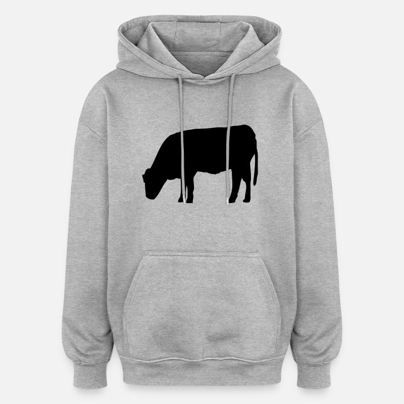 Kuh - Oversized Unisex Hoodie - Grau meliert
