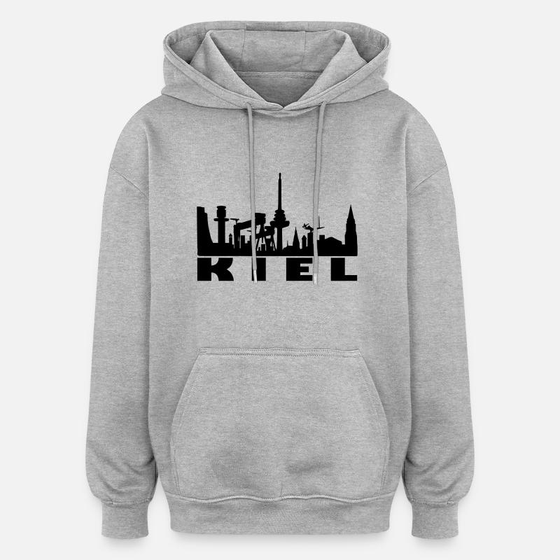 skyline kiel - Oversized Unisex Hoodie - Grau meliert