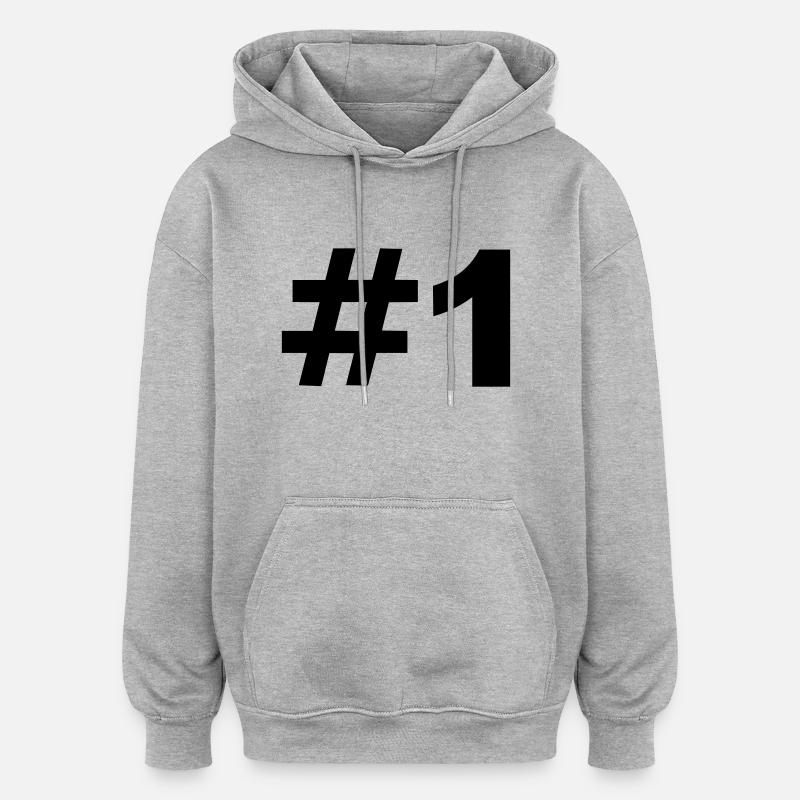 Nummer 1 - Oversized Unisex Hoodie - Grau meliert