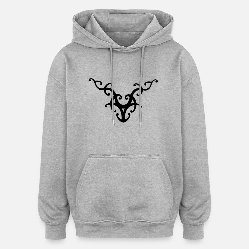 Polynésie-tribal - Sweat à capuche oversize unisexe - gris chiné