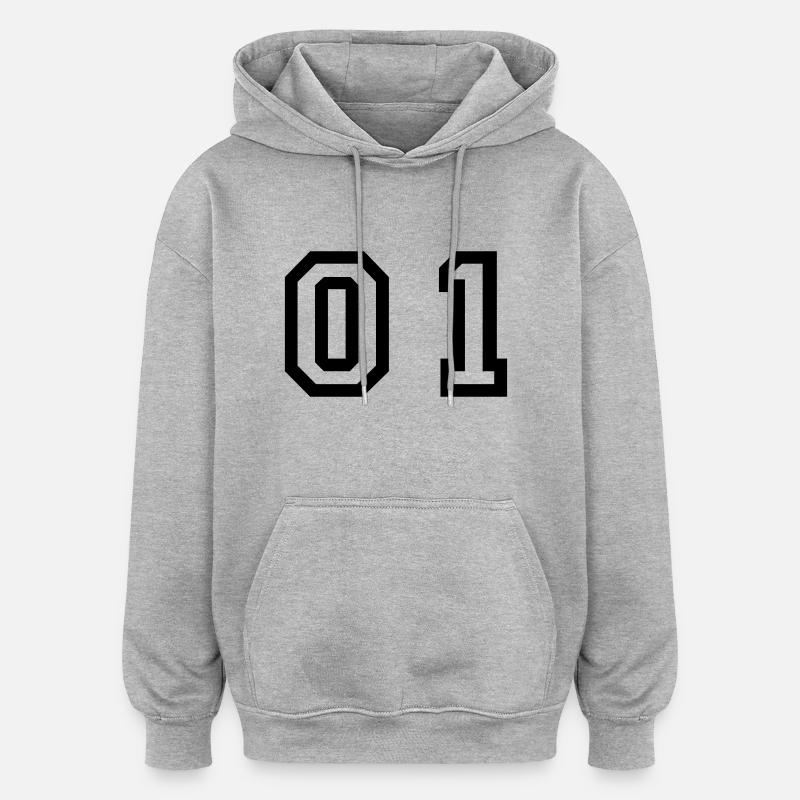 nombre - 01 - zéro un - Sweat à capuche oversize unisexe - gris chiné
