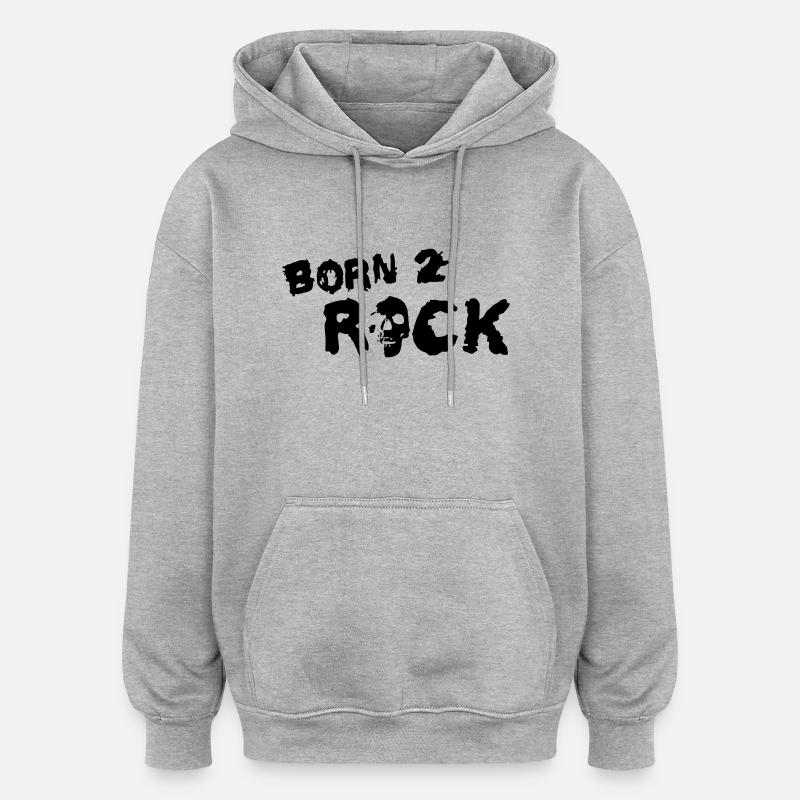 born_2_rock_b_1c - Sweat à capuche oversize unisexe - gris chiné