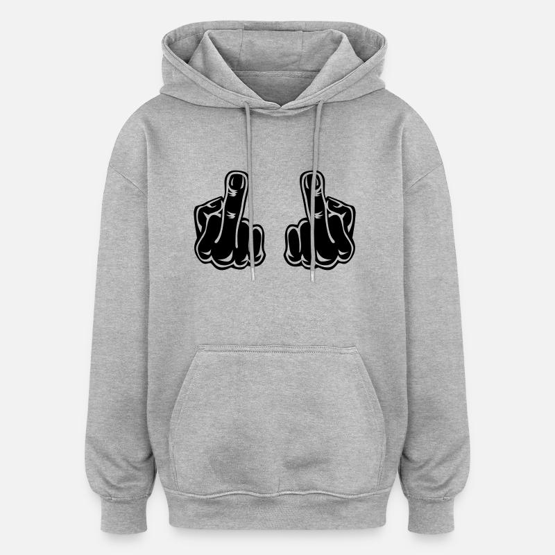 Stinkefinger Doppelt Hände - Oversized Unisex Hoodie - Grau meliert