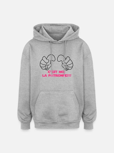 C'EST MOI La PATRONne - Sweat à capuche oversize unisexe - gris chiné