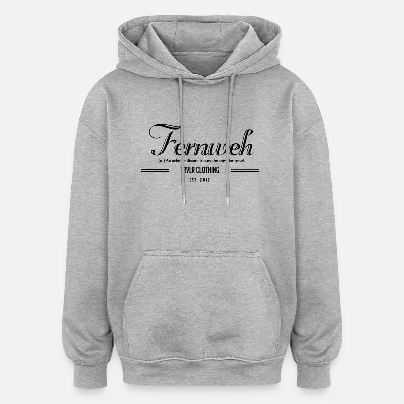 Fernweh_LogoShirt - Oversized Unisex Hoodie - Grau meliert