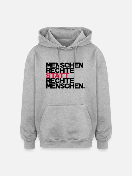 Menschenrechte - Oversized Unisex Hoodie - Grau meliert