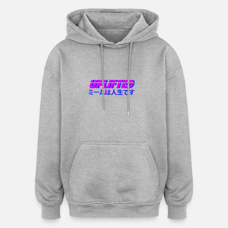 Uplifted avec le lettrage japonais - Sweat à capuche oversize unisexe - gris chiné