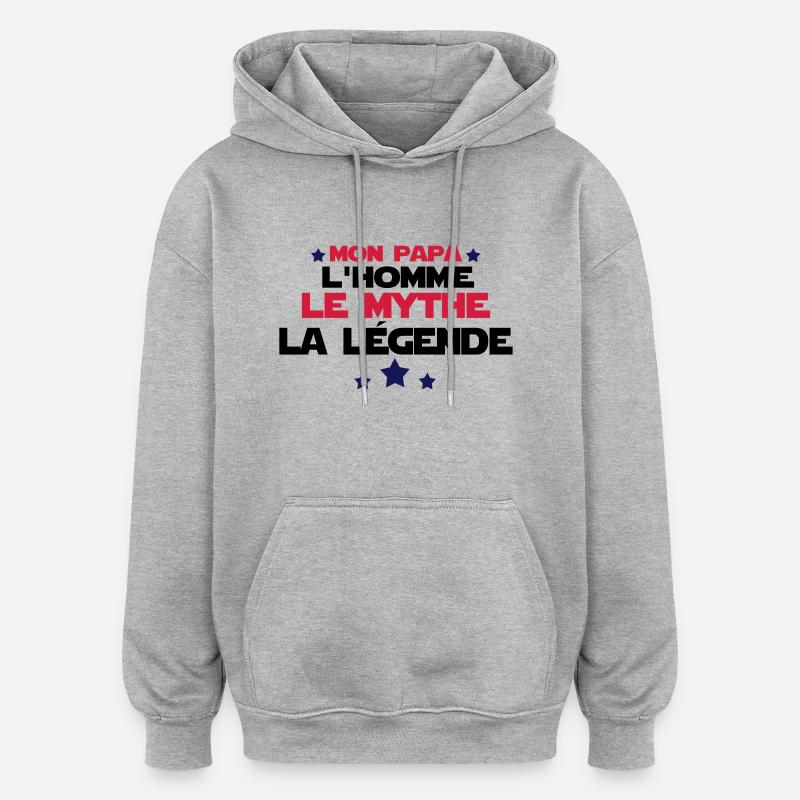 mon papa - Sweat à capuche oversize unisexe - gris chiné