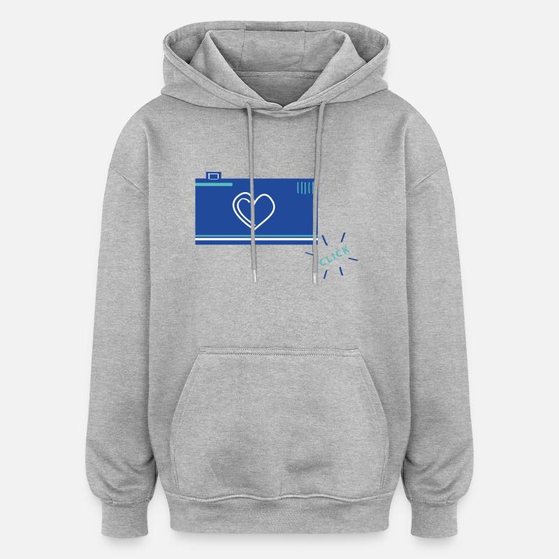 CLIQUER - Sweat à capuche oversize unisexe - gris chiné