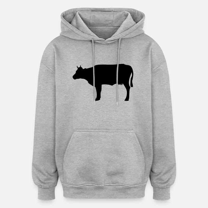 Vache - Sweat à capuche oversize unisexe - gris chiné
