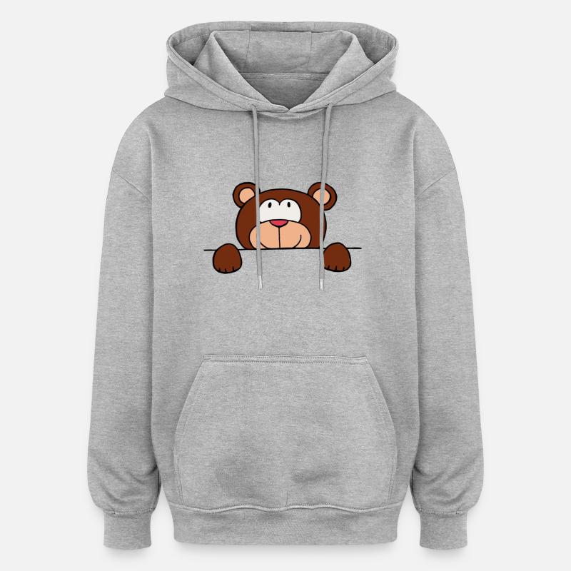 Teddy - Sweat à capuche oversize unisexe - gris chiné