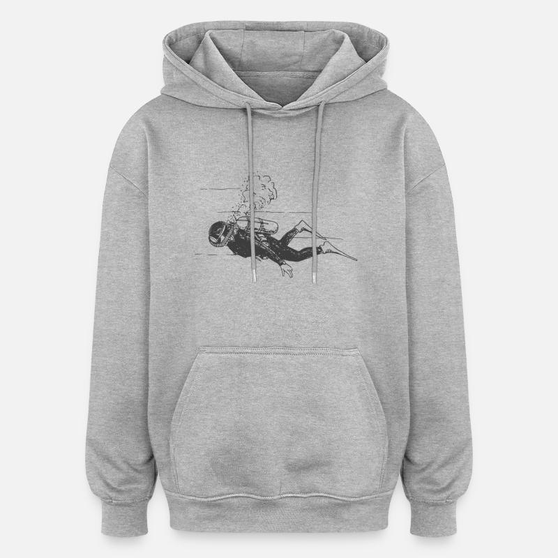 plongeur - Sweat à capuche oversize unisexe - gris chiné