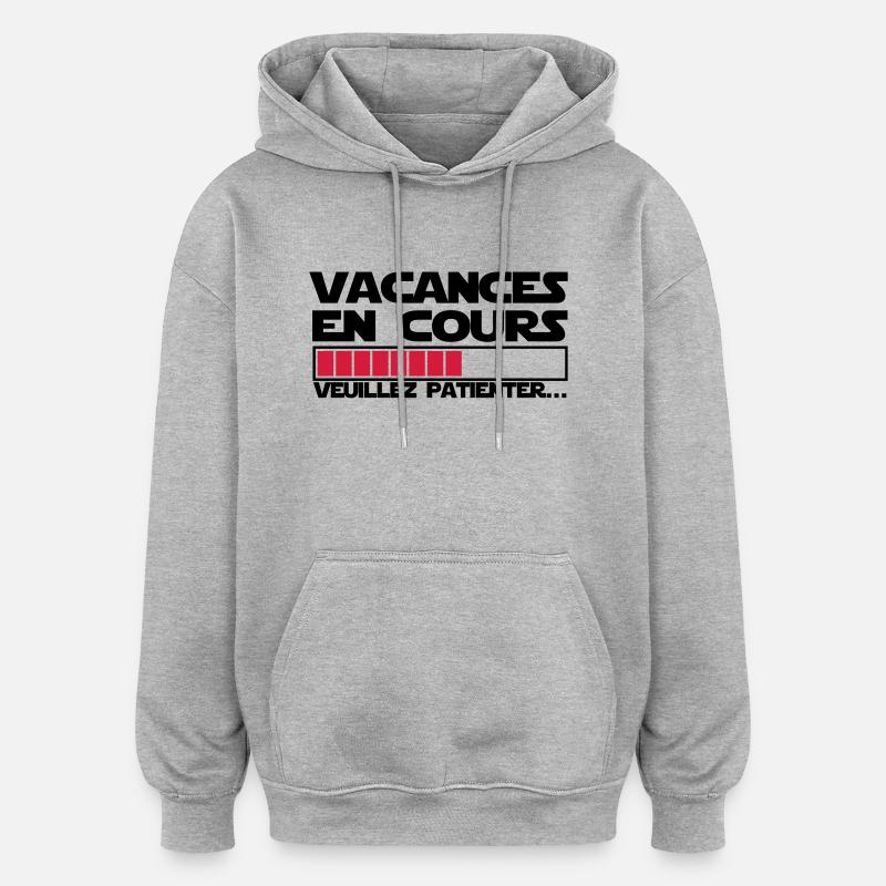 vacances EN COURS - Sweat à capuche oversize unisexe - gris chiné