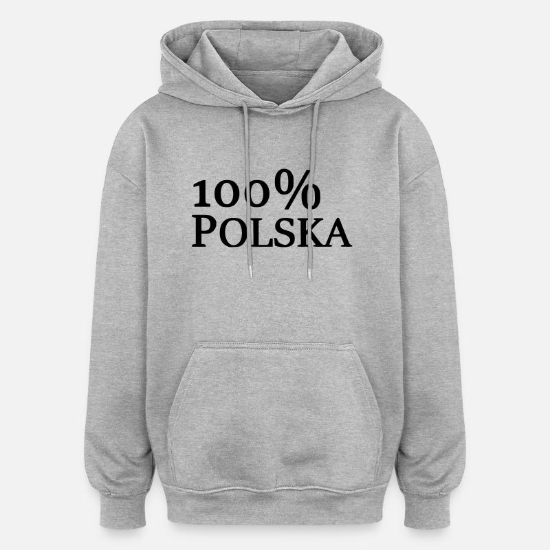 100% T-shirt polonais - Sweat à capuche oversize unisexe - gris chiné