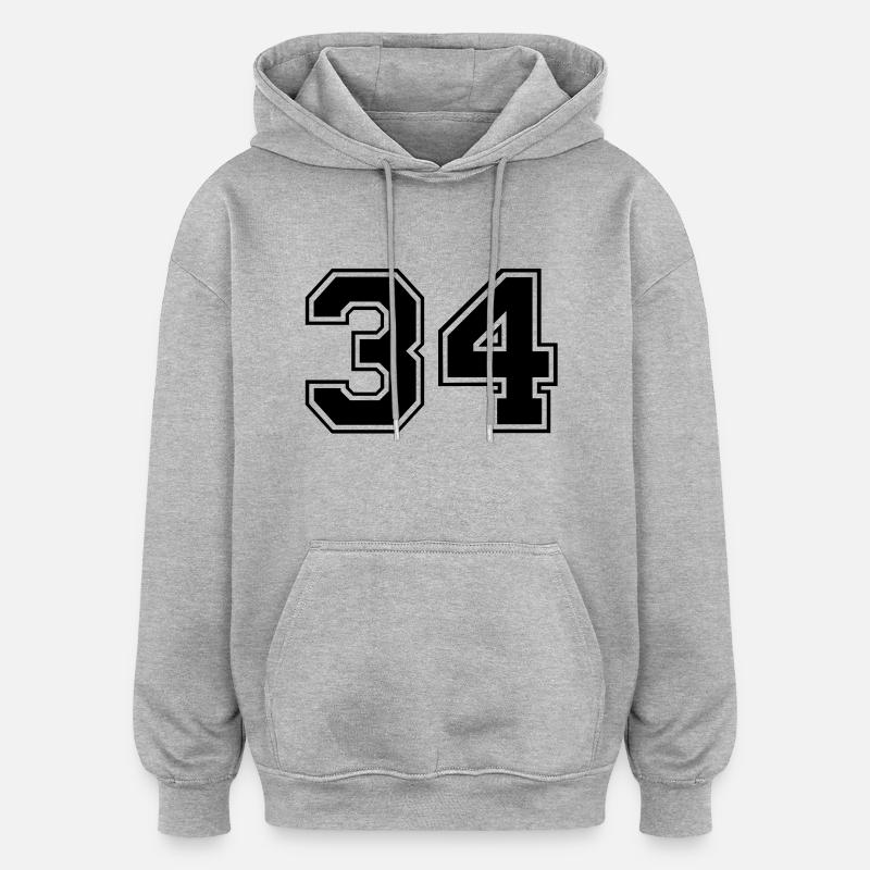 34 - Sweat à capuche oversize unisexe - gris chiné