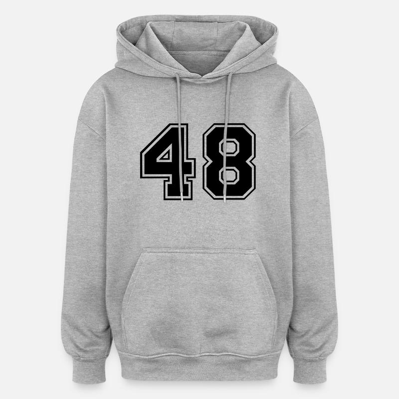 48 - Sweat à capuche oversize unisexe - gris chiné