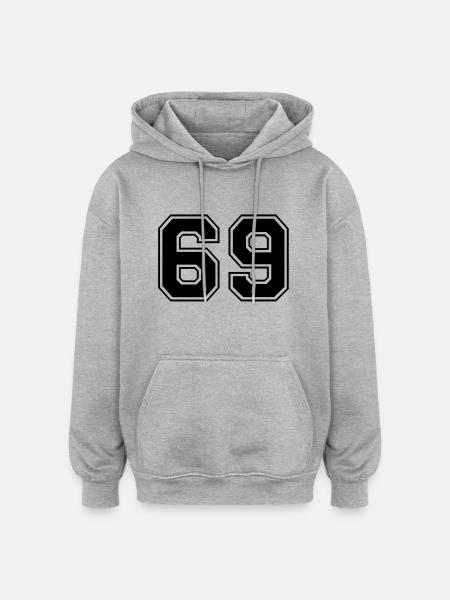 69 - Oversized Unisex Hoodie - Grau meliert