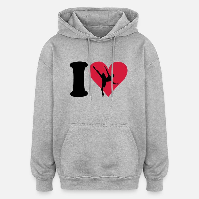 I love Ballett - Oversized Unisex Hoodie - Grau meliert