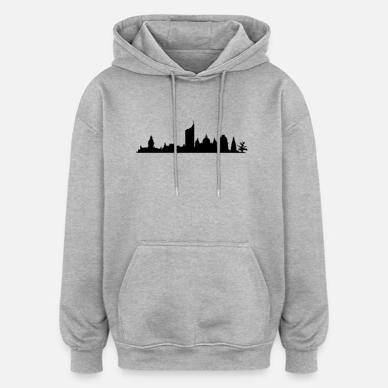 Leipzig Skyline - Oversized Unisex Hoodie - heather grey