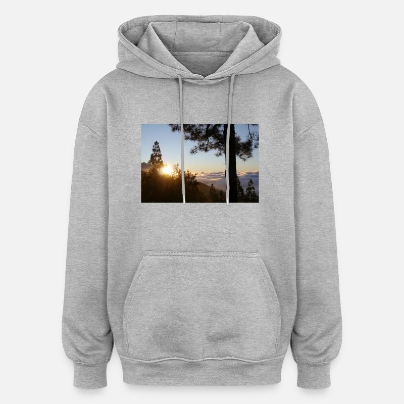 Teide, Tenerife - Sweat à capuche oversize unisexe - gris chiné