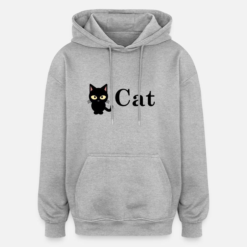 chat chat miaou - Sweat à capuche oversize unisexe - gris chiné