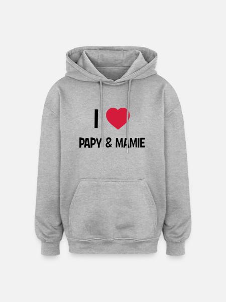 I Love Papy & Mamie - Oversized Unisex Hoodie - heather grey