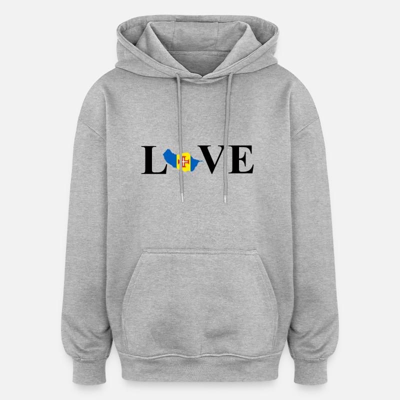 J'aime Madère - Sweat à capuche oversize unisexe - gris chiné