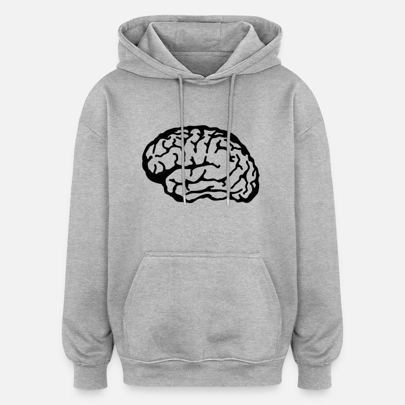brain - Sweat à capuche oversize unisexe - gris chiné