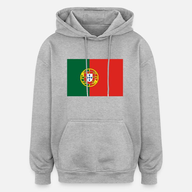 Drapeau portugais - Sweat à capuche oversize unisexe - gris chiné
