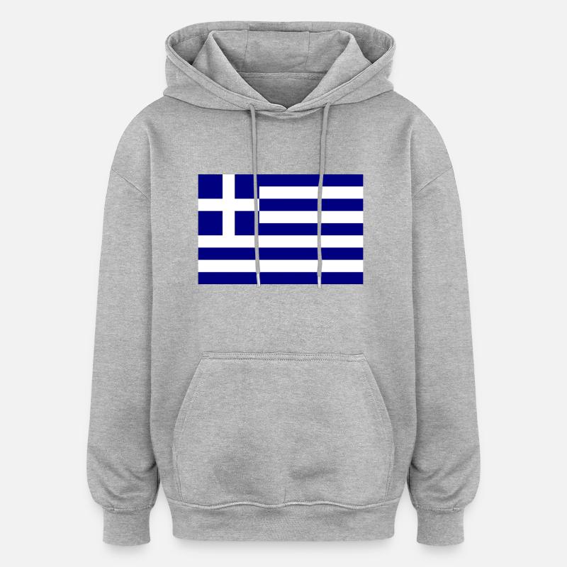 Drapeau de la Grèce - Sweat à capuche oversize unisexe - gris chiné