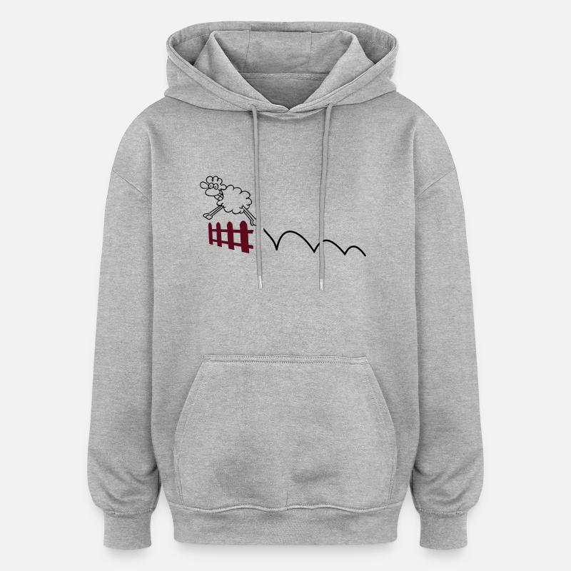 Moutons Chattering - Sweat à capuche oversize unisexe - gris chiné