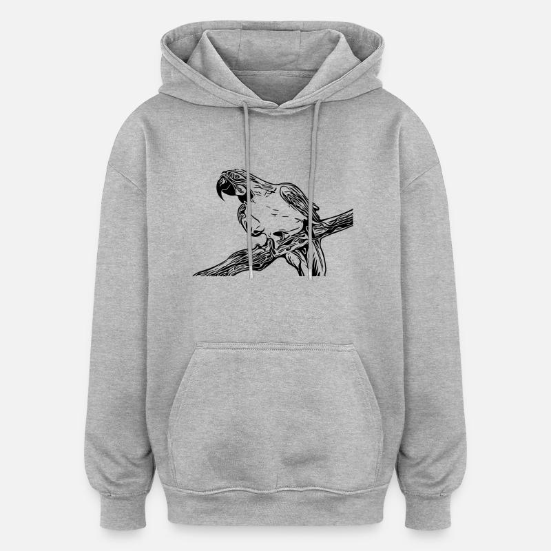 Papagei - Oversized Unisex Hoodie - Grau meliert
