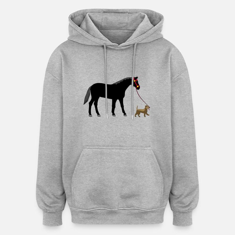 chiens et chevaux - Sweat à capuche oversize unisexe - gris chiné
