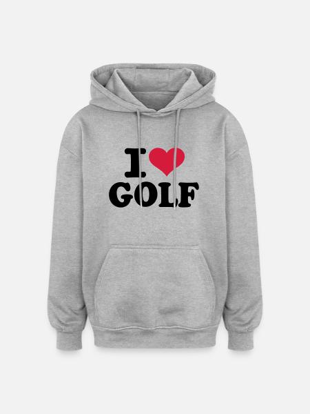 I love Golf - Oversized Unisex Hoodie - Grau meliert
