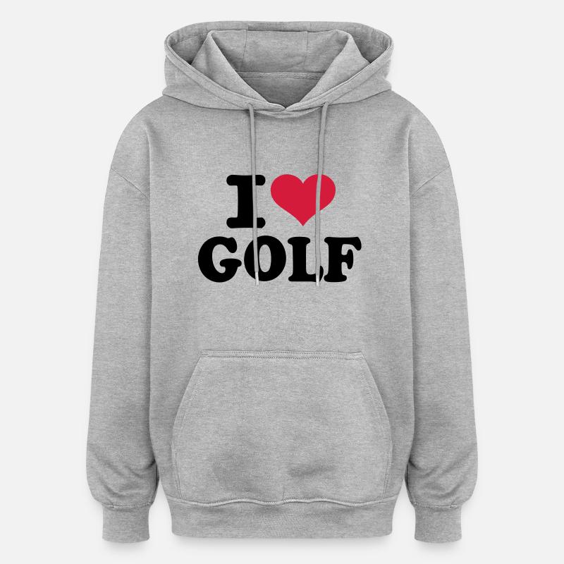 I love Golf - Sweat à capuche oversize unisexe - gris chiné